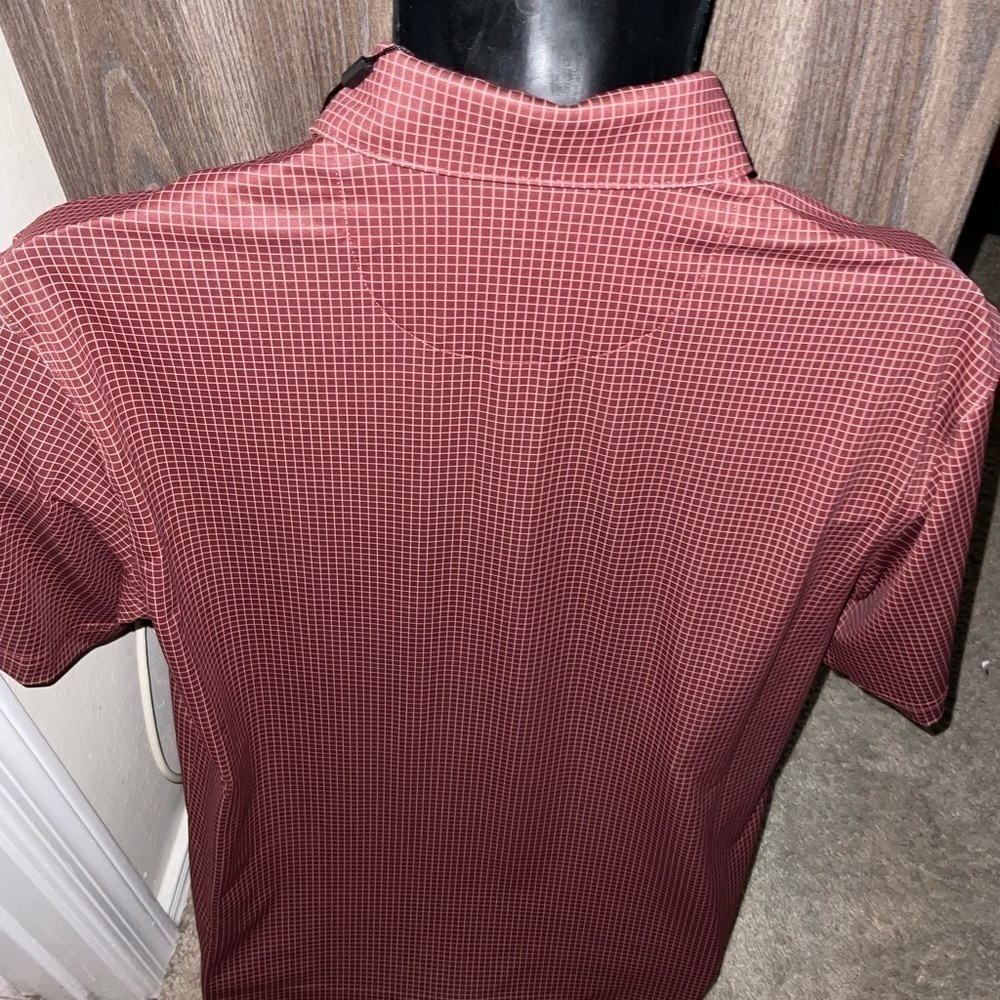 Men’s New Size Small Walter Hagen Polo Maroon Micro Gridt Shirt - Picture 3 of 4